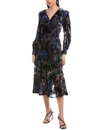 Marchesa Marchesa Rosa Velvet Burnout Midi Dress