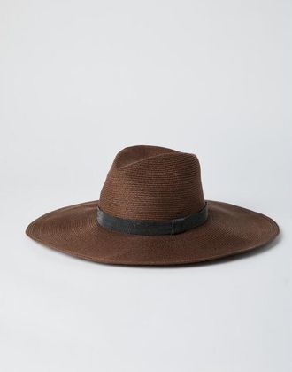 Brunello Cucinelli Womens Brown Wide Brim Straw Hat, Size S
