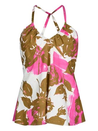 Liu Jo floral-print top - women - Cotton/Cotton - 38 - Pink