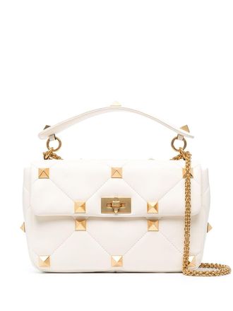 Valentino Garavani large Roman Stud shoulder bag - women - Lamb Skin/Lamb Skin/Metal - One Size - Neutrals