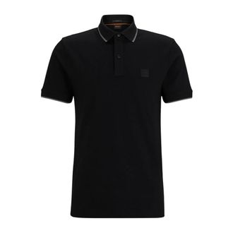 HUGO BOSS Tops, Heren, Zwart, S, Katoen, Zwart Slim Fit Polo Shirt