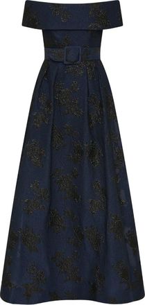 Rebecca Vallance Abito da sera a fiori con spalle scoperte - Blu