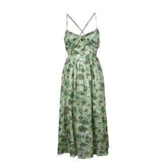 Department Five Lange Garzato Jurk met Zakken - Dames - Casual kleedjes - Groen - S - Kleedjes