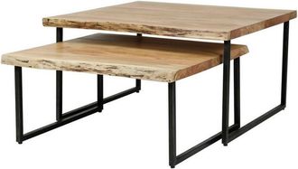 Mathi Design Mesas nido de madera de acacia y acero negro
