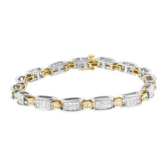 House of Brilliance 14K Two-Tone Gold 3.00 cttw Diamond Link Bracelet in Yellow at Nordstrom