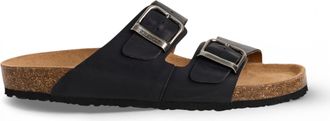 Tamaris Mens Black Leather Slip-On Footbed Slipper Sandals