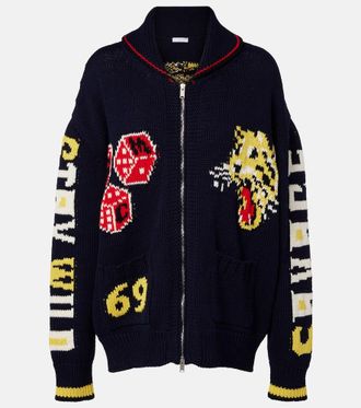 Stella McCartney Intarsia cotton zip-up cardigan