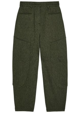 Ganni Mouline Cotton-blend Trousers - Dark Green - 36 (UK8 / S)