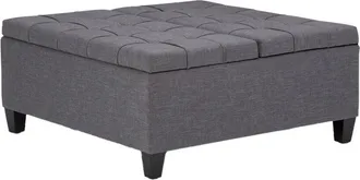 Simpli Home Harrison 36In Transitional Square Coffee Table Storage Ottoman