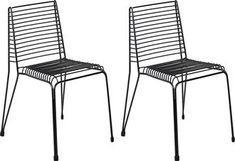 Beliani Conjunto De 2 Sillas De Jard&iacute;n De Metal Apilables Para Exteriores Negro Chieve