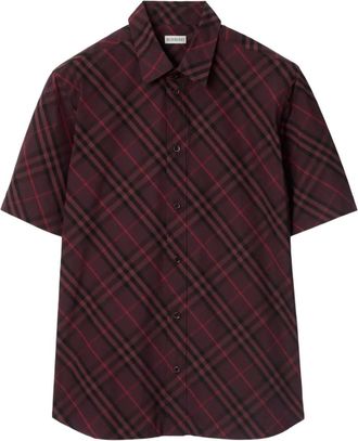 Burberry check cotton shirt - men - Cotton - M - Purple