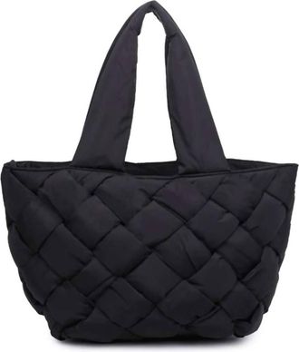 Sol and Selene Womens Intuition East West Woven Nylon Tote In Black