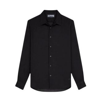 Vilebrequin Casual Shirts, male, Black, Size: 2XL Long-sleeve Linen Shirt