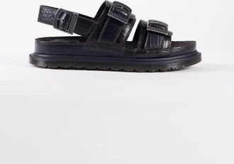 Dr. Martens Dr. Martens - San - Sandali marrone scuro con due fascette effetto coccodrillo in rilievo