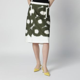 Prada Gonna con fantasia verde militare in cotone