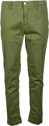 Replay Cotton Stretch Trousers With Distinctive Green Hue