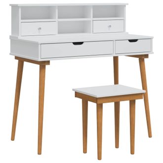 vidaXL Conjunto De Mesa De Tocador Fauske 3 Uds. Blanco Vidaxl