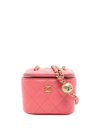 Chanel Trousse make up Pearl Crush piccola in pelle di agnello trapuntata con catena 2020 - Rosa