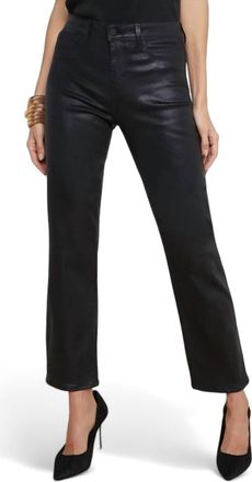 L'agence Ginny Straight-Leg Back Zip Jean In Noir Coated