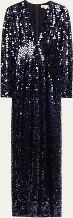 Michael Kors Deep V-Neck Mirror Column Gown