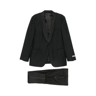 Canali Single Breasted Suits, male, Black, Size: 4XL Single-breasted Wool Suit