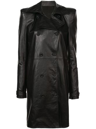 Unravel double breasted coat - women - Calf Leather - 40 - Black