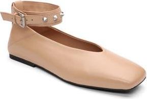 Ash Best Studded Ankle Strap Flat in Sand at Nordstrom Rack, Size 9Us / 39Eu