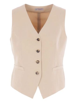Alberto Biani single-breasted vest - women - Acetate/Linen/Flax/Viscose/Polyester - 40 - Neutrals