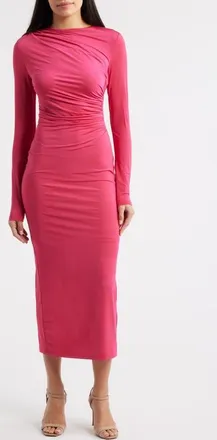 Nikki Lund Hilda Long Sleeve Cocktail Dress in Magenta at Nordstrom, Size X-Small