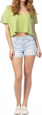Judy Blue Rainbow Thread Jean Shorts In Blue