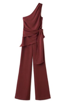 Mango Sleeveless Asymmetric Jumpsuit in Maroon at Nordstrom, Size Medium