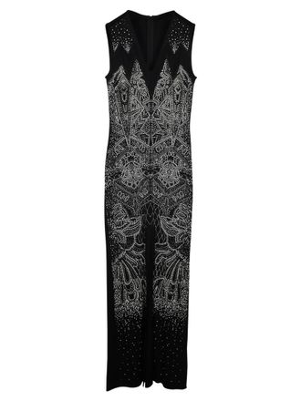 Just Cavalli Black Crystal Embellished Sleeveless Gown Size S