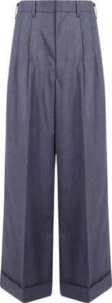 Junya Watanabe Pantalones de Sarga de Lana - Trousers - Mujer - Gris - L