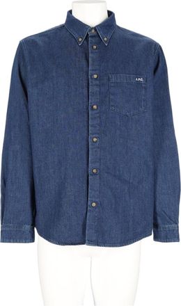 A.P.C. Multicolour Button-Up Denim Texture Organic Cotton Shirt