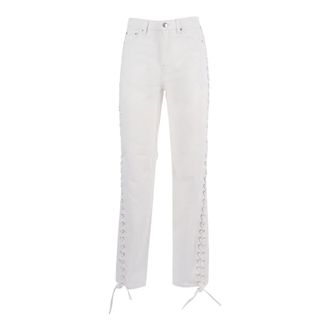 Rotate ROTATE Birger Christensen, Straight Jeans, female, White, Size: W25 Jeans allacciati