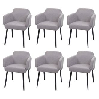 Hhg Hhg - Lote De 6 Sillas De Comedor 073, Silla Tapizada Silla De Cocina Con Reposabrazos, Tela/textil Metal Mvg, Gris