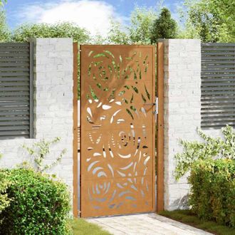 vidaXL Puerta De Jard&iacute;n Dise&ntilde;o Llama Acero Desgastado 105x180 Cm Vidaxl
