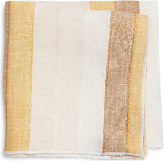 Clifton Wilson Stripe Linen Pocket Square in Gold at Nordstrom