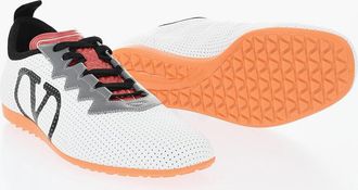 Valentino Perforated Leather Sneakers with Contrast Logo Valentino
