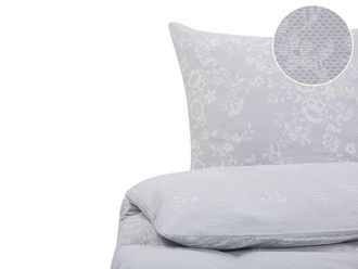 Beliani Set Di Biancheria Da Letto 155 X 200 Cm In Cotone Motivo Floreale Grigio E Bianco Morningside