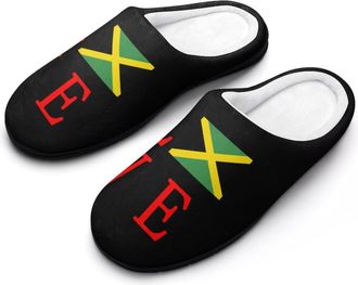 Generic Love Jamaican Flag Cotton Slipper for Women Indoor Outdoor House Shoes Anti-Skid Slippers with Rubber Sole