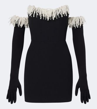DAVID KOMA Embellished fringed bustier minidress