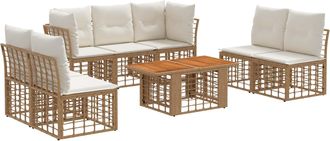vidaXL Conjunto De Sof&aacute;s De Jard&iacute;n 8 Uds. Natural Y Crema Vidaxl
