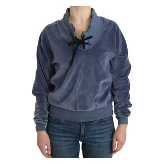 Roberto Cavalli Mock Sweater - Dames - Sweatshirts - Blauw - M - Katoen - Hoodies & sweatvesten
