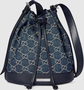 Gucci Venice Small Bucket Bag, Blue, Fabric