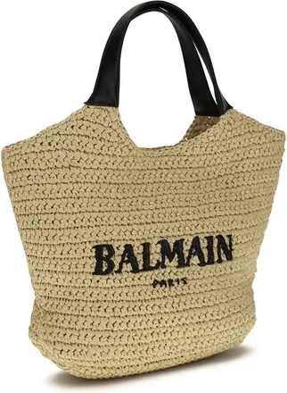 Balmain Womens Beige Viscose Shoulder Bag