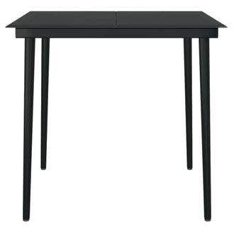 Berkfield Home Classic Garden Dining Table Black 80x80x74 cm Steel & Glass | Size: 80 x 80 x 74 cm