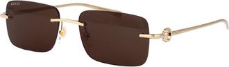 Gucci Gg 1703S Zonnebril - Heren - Zonnebrillen - Geel - 55 MM - Nylon - Accessoires