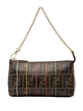 Fendi 2010-2025 Zucca Spalmati Stripes Chain Pochette shoulder bag - Brown