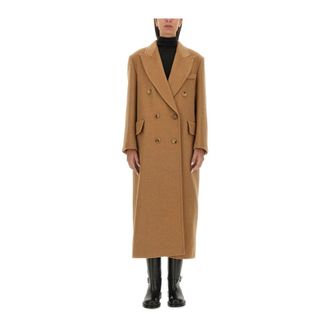 Max Mara Double-Breasted Wool Coat - female - Max Mara - Double-Breasted Coats - Brown - 2XS - Coats